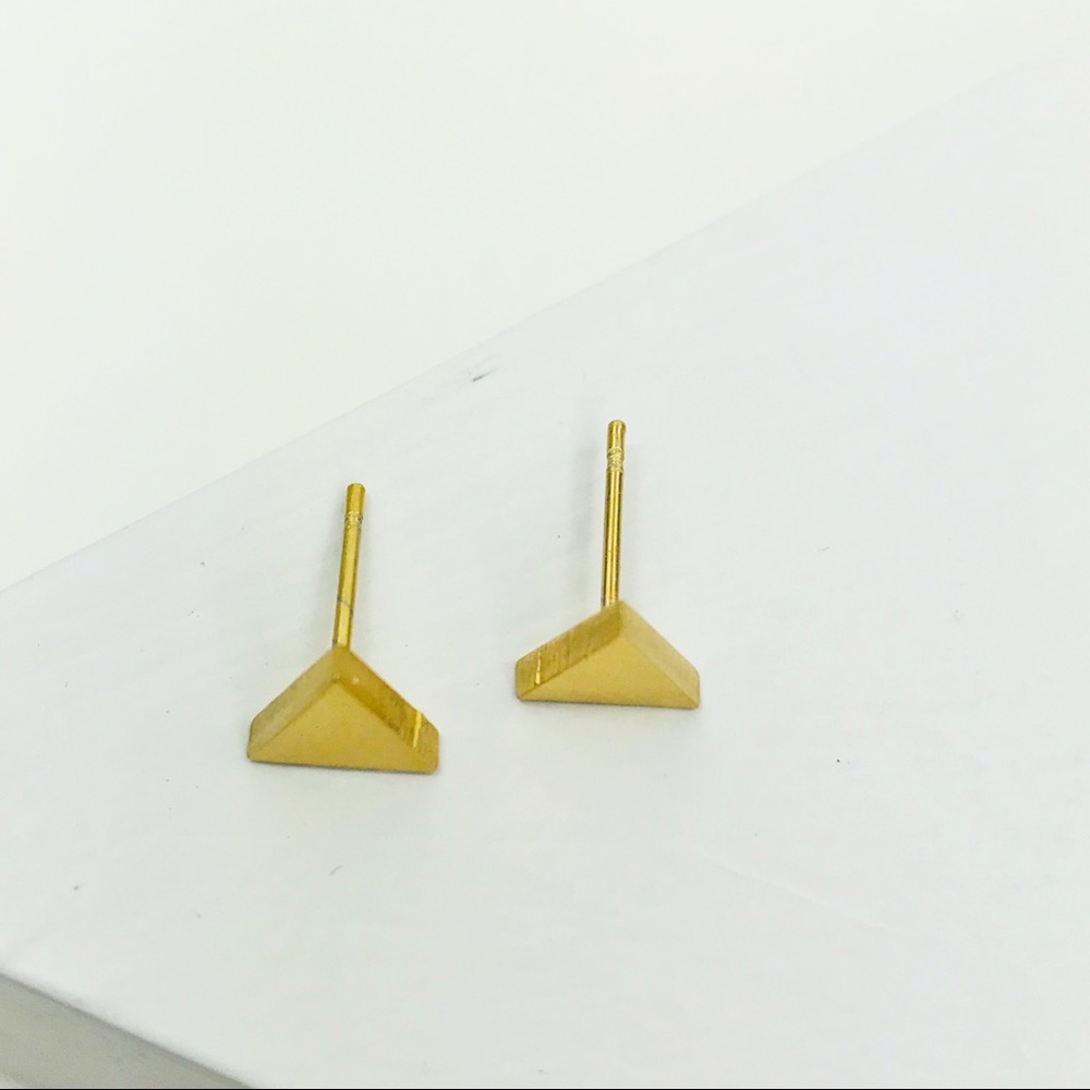 RESTOCKED Gold Triangle Studs - Picture 4 of 8